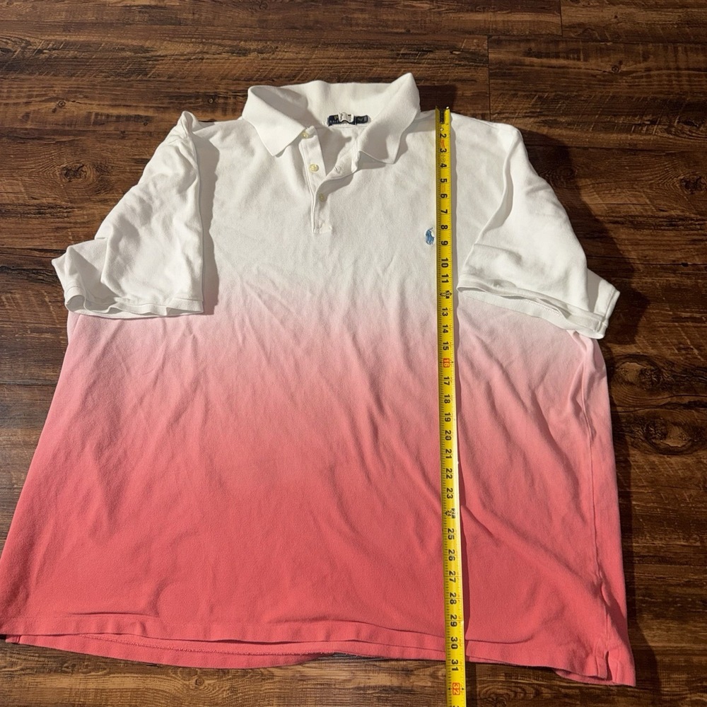 Polo Ralph Lauren Men's 4XLT Big & Tall White Pink Gradient Cotton Polo - Picture 2 of 6